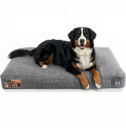 Sytopia 47 Inch Durable Dog Beds for XXL Dogs, Waterproof Pet Crate Pad with Machine Washable Removable Cover, Great for Indoor, Outdoor, Crate, Patio Use, Grey