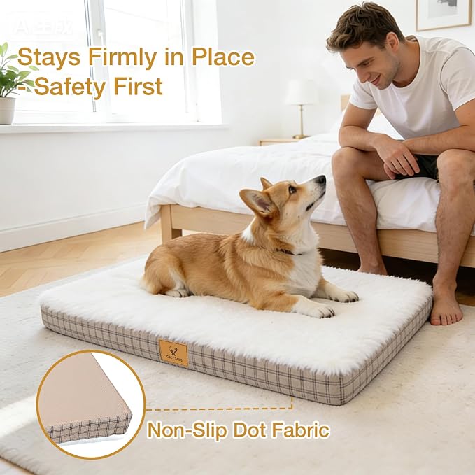 Orthopedic Dog Bed for Large Sized Dogs with Removable Washable Cover, Premium Comfort for Dogs, Multiple Sizes & Colors,Durable and Easy to Clean (Tan, Medium)