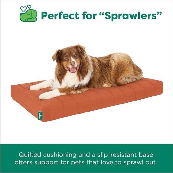 Furhaven Orthopedic Dog Bed – Puffy Quilted Foam Mattress with Removable Washable Cover, Soft & Supportive for Kennels & Crates - X-Large, Rust
