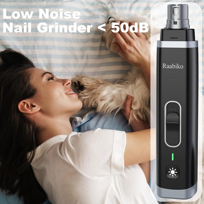 Pet Nail Grinder for Dogs & Cats, 2-Speed Electric Pet Nail Trimmer with LED Light, Painless Paws Grooming & Smoothing for Small Medium Large Dogs & Cats, Black