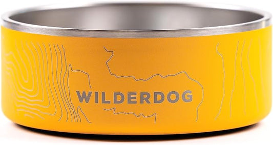 Widlerdog Stainless Steel Dog Bowl with Extra Durable Kitchen-Grade BPA-Free Stainless Steel with Non-Slip Rubber Ringed Bottom (Mustard, 16 oz)