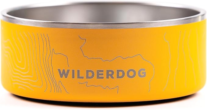 Widlerdog Stainless Steel Dog Bowl with Extra Durable Kitchen-Grade BPA-Free Stainless Steel with Non-Slip Rubber Ringed Bottom (Mustard, 32 oz)