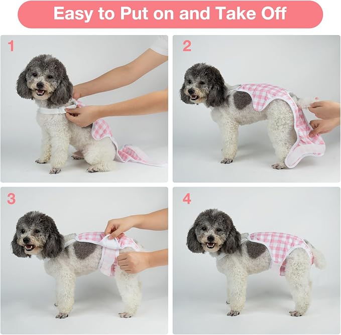 MICOOYO Dog Diaper Onesie Sanitary Pantie with Adjustable Suspender Washable Dog Period Panties Doggie Diapers Pet Underwear Female Dogs Diapers for Heat (Striped, XS/S)