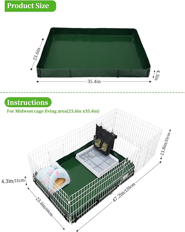 Guinea Pig Cage Bottom, Reusable Guinea Pig Cage Liner for C&C Cages. Leakproof Liner for Rabbits Hamsters Hedgehogs and Other Small Animals.