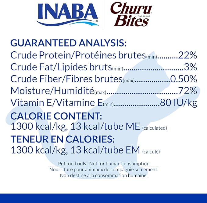 INABA Churu Bites for Cats, Soft Baked Chicken Churu Filled Cat Treats with Green Tea Extract, 0.35 Ounces Each Tube, 24 Tubes Total, 4 Flavor Variety