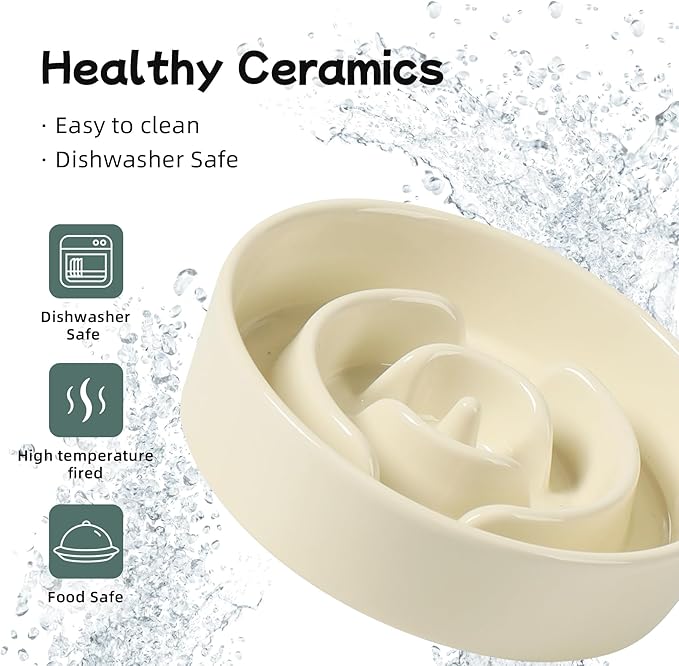 Havniva Ceramic Slow Feeder Dog Bowls, 0.9 Cups Dog Bowl Slow Feeding for Small Breed, 6.1inch Puzzle Dog Food Bowl Slow Feeder Non-Slip Anti-Gulping and Anti-Choking Reduces Bloating