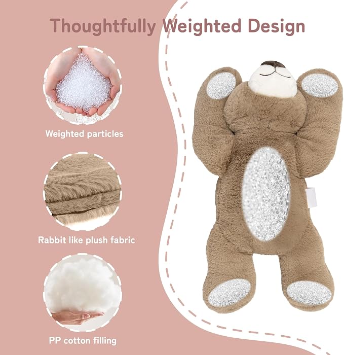 Niuniu Daddy 25" | 5 Pound Weighted Bear Stuffed Animal for Adults Kids, Giant Large Lying Teddy Bear Plush Toy, Soft Brown Bear Body Pillow for Sleeping, Gift for Christmas Birthday Holidays
