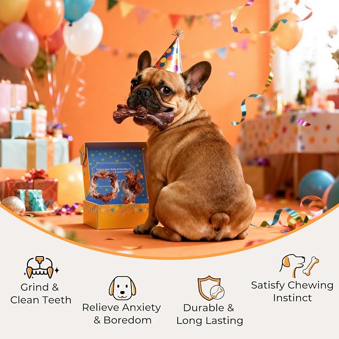 Dog Toys for Aggressive Chewers: Gift Box with 3 Pack Dog Chew Toys, Indestructible Dog Toy for Large Dogs Birthday, Bacon Flavored Chew Toys for Dogs, Tough Dog Toys to Keep Them Busy
