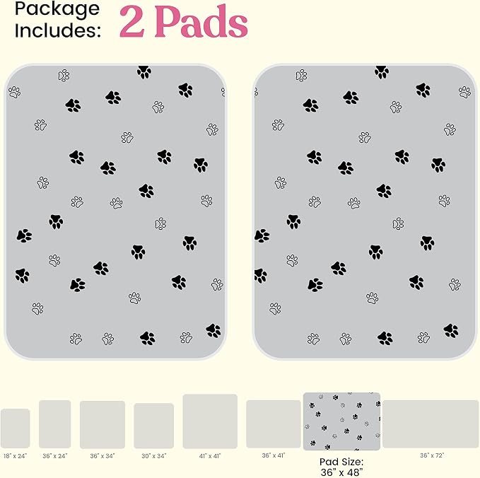 Super Absorbent Washable Pee Pads for Dogs - 2-Pack Superior Reusable Puppy Pads Pet Training Pads –100% Waterproof Dog Pee Pad Protects Against Urine Leakage Non-Slip Grip Prevents Slipping& Bunching
