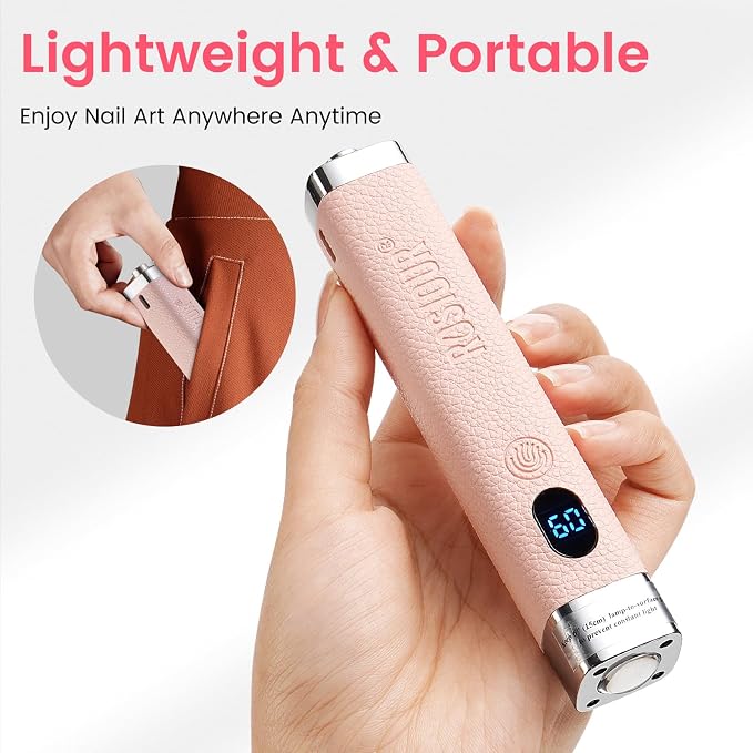 Handheld Mini UV Light for Nails: Flash Cure UV Led Nail Lamp with Cat Eye Magnet- Hand Held Fast Dry Single UV Lamp Pen with Auto Sensor for Manicure Home Salon (Pink)