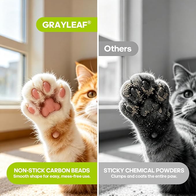 Grayleaf Unscented Cat Litter Deodorizer, 2.2lb(35.2oz) Odor Eliminator for Litter Box | Activated Carbon & Mineral Beads, Dust-Free Pet Odor Absorber, Baking Soda Free for Multi-Cat & Automatic Boxes