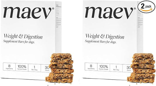 MAEV Human-Grade Weight & Digestion Supplement Bars | Natural Support for Healthy Weight Management & Digestive Support, 30 Count (Pack of 2)