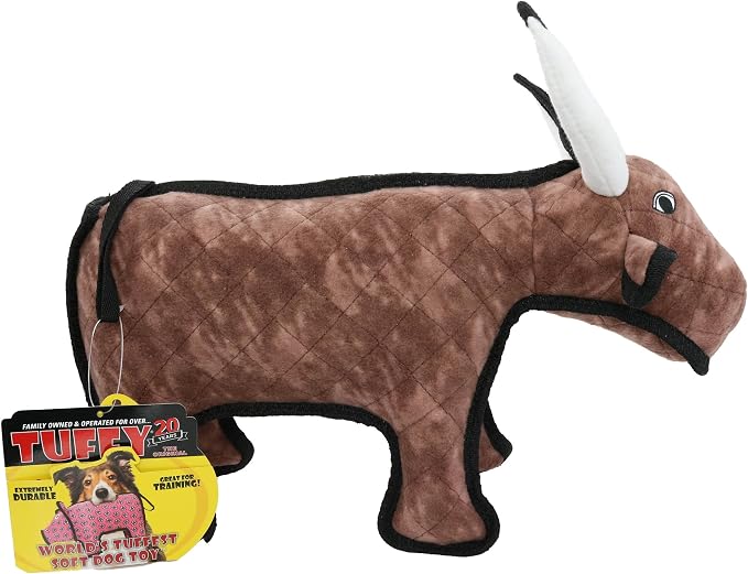 TUFFY® : 2 Pack Medium Bull Dog Toy: Ultra Durable Plush Toy with Multiple Layers & Reinforced Seams, Washable and Floats, Original Construction