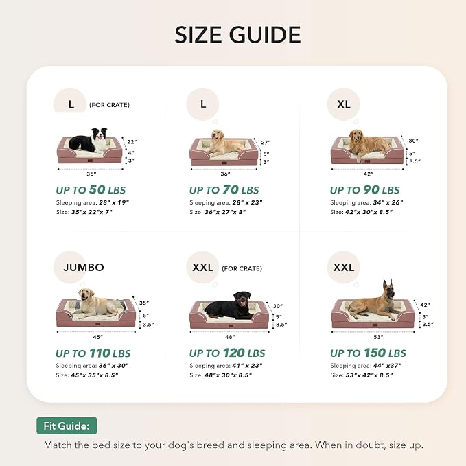 Orthopedic Dog Beds for Medium Sized Dogs 35x22 Inch, Medium Waterproof Memory Foam Dog Sofa Bed with Removable Washable Cover Pet Couch with Bolster, Pink