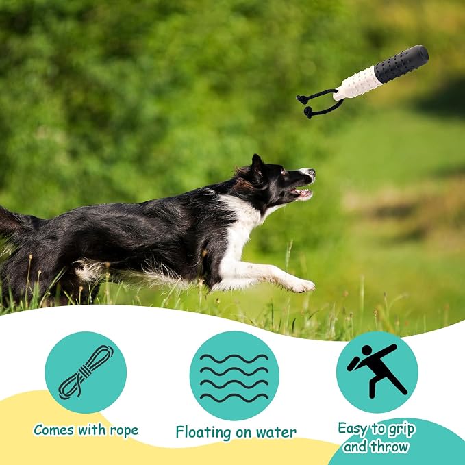 Blueweenly 6 Pcs Dog Bumper Toy for Water Retrieving Plastic Puppy Training Dummy Dog Float Toy Lightweight for Float on The Water Pool Outdoor Training Hunting Fetching (Black and White)