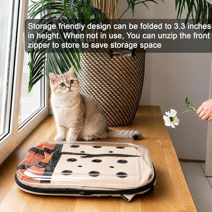 Hp hope Cat Backpack Carrier: Large Breathable Cat Backpack Bubble - Fit up to 17 lbs Transparent & Foldable Space Capsule Kitty Backpack Carrier Expandable Airline Pet Carrier for Hiking Travel