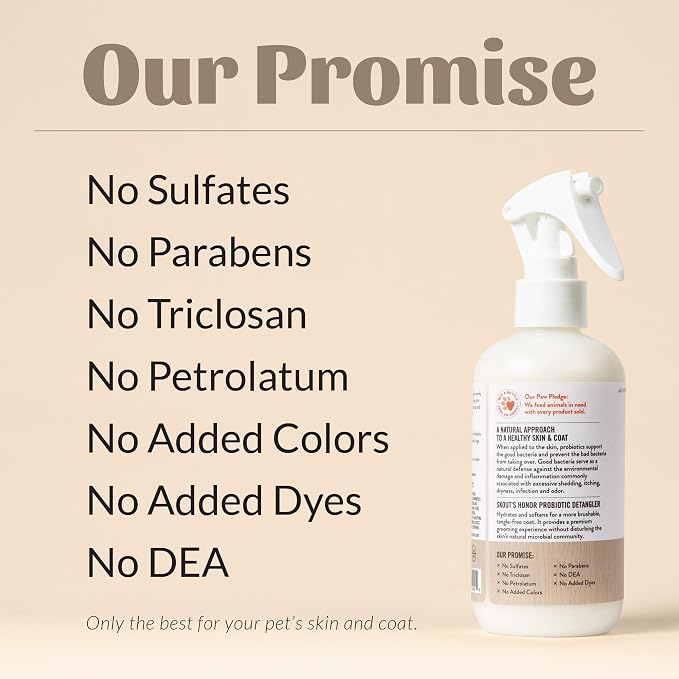 Skout's Honor Probiotic Pet Detangler Spray - Hydrating & Conditioning with Avocado Oil, 97% Natural, Paraben & Sulfate-Free, softens for a brushable Coat, Daily Use, 8oz, Dog of the Woods, 2-Pack