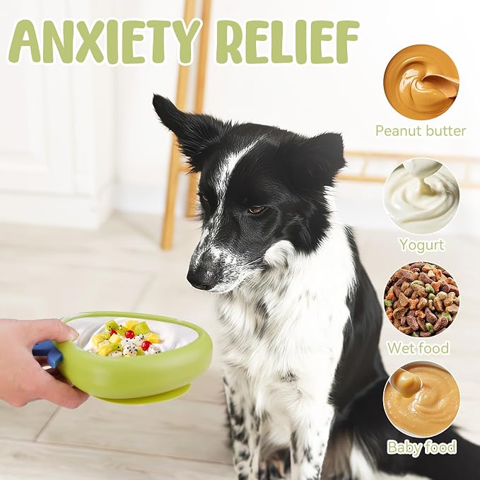 Freeze Dog Lick Bowl, Animire Non-Slip Slow Feeder Lick Mat for Dogs, Silicone Dog Enrichment Bowl for Distraction Anxiety Relief Boredom, BPA Free, Dishwasher Safe(Green,S)