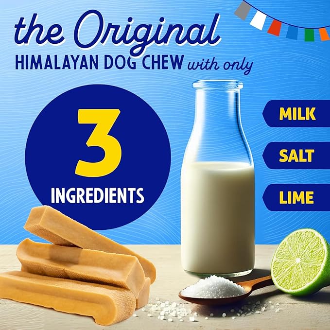 Himalayan Dog Chew Cheese Yak Chews, 100% Natural Cheese Dog Chew, Long Lasting, Gluten Free, Healthy & Safe Dog Treats, Lactose & Grain Free, Protein Rich; Dogs 65 Lbs & Smaller, 10 Count Yak Chews