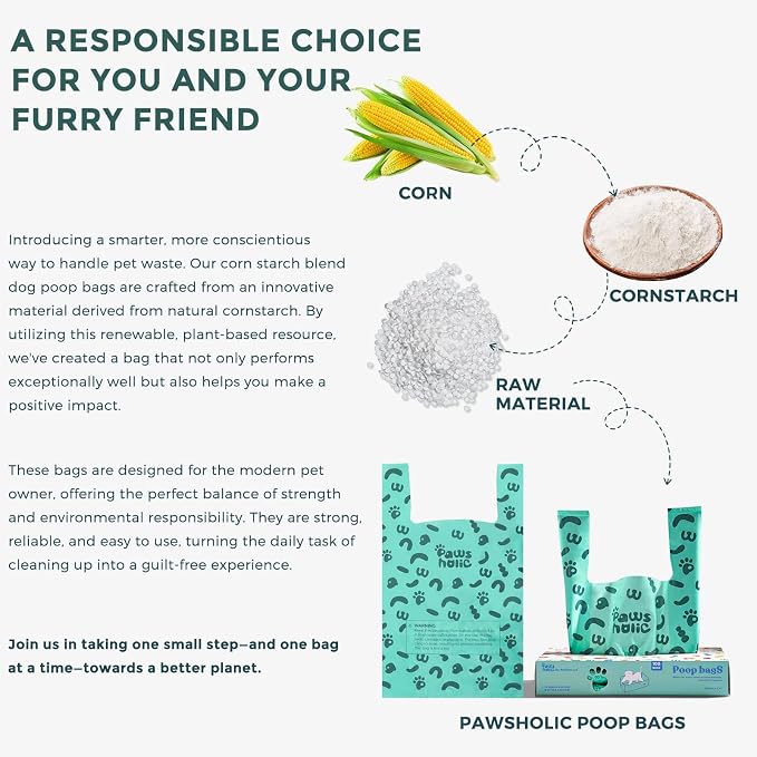 Dog Poop Bags with Handle,fit for Swivel Bin Pooper Scooper,Cornstarch Based Heavy Duty and Leak-Proof Waste Bags for Dog & Cat Litter(100 Count Extra Large 2.6 Gallon,Unscented)