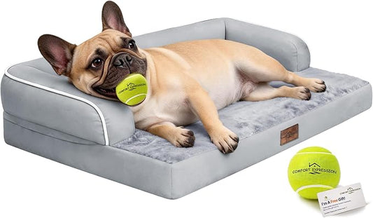 Comfort Expression Memory Foam Dog Bed for Large Medium Sized Dogs - Waterproof Orthopedic Pet Bed with Washable Removable Cover, Non-Slip Pet Sofa Couch, 36 x 27