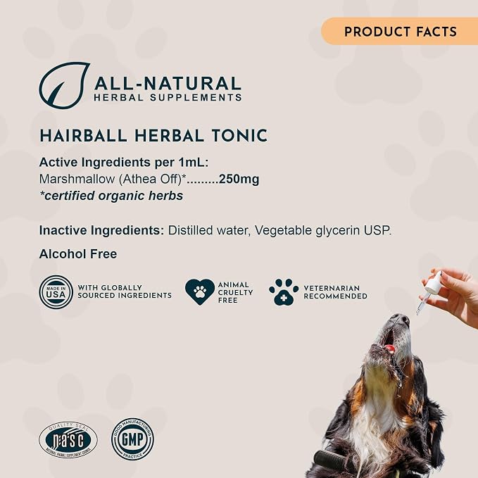 Animal Essentials Hairball Relief Formula - Hairball Treatment for Dogs and Cats, Hairball Medicine, Hairball Remedy, Marshmallow Root Extract - 2 Fl Oz