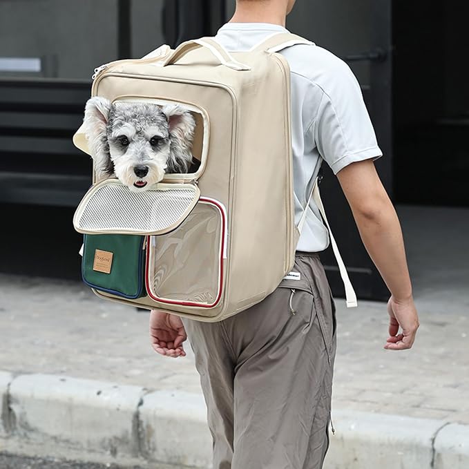 Pet Carrier Backpack for Cats & Dogs - Portable Multi-Functional Large Capacity Pet Bag, Handheld Pet Carrier with Mesh Ventilation & Multiple Pockets
