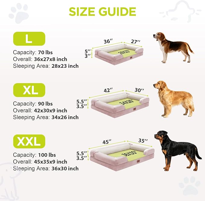 Orthopedic Memory Foam Dog Bed, 45 x 35, Waterproof for Large Dogs | Removable, washable cover • Waterproof memory foam liner • Bolstered couch design for joint relief • Includes tennis ball toy