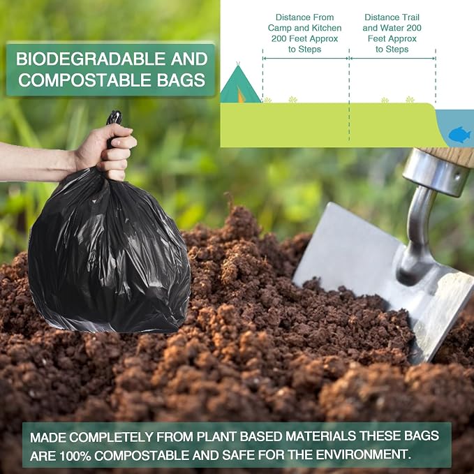 80 Compostable Poop Bags: 8 Gallon, 5 Gallon Bucket & Outdoor Camping Disposable Biodegradable Waste Bags