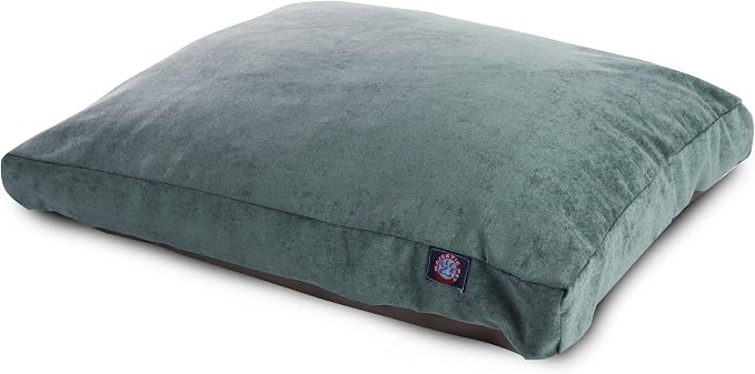 Majestic Pet Shredded Memory Foam Dog Bed Large with Removable Washable Cover – Rectangle Orthopedic Dog Bed–Durable Dog Crate Bed-Flat Dog Bed for Senior Dogs - (44x36) L - Villa - Azure