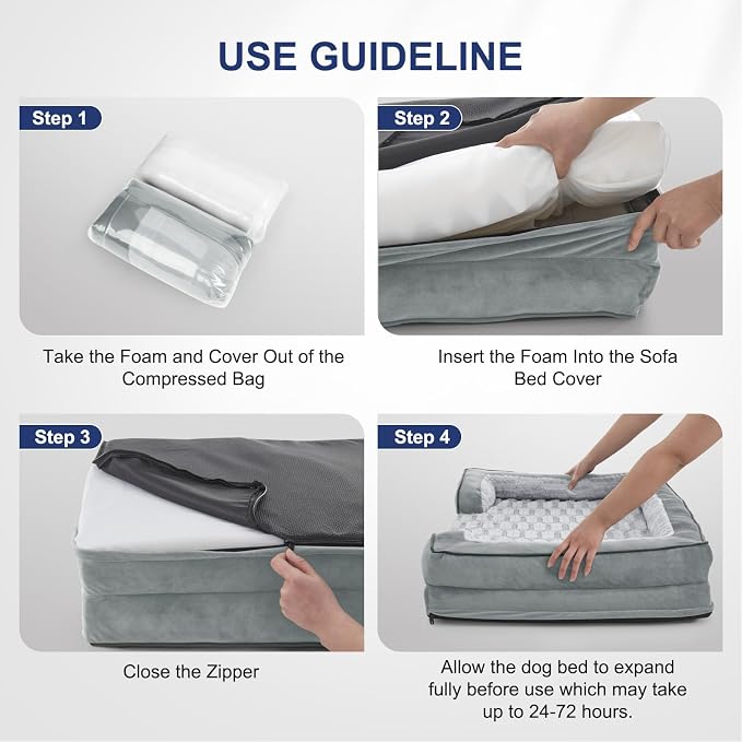 FURTIME Orthopedic Large Dog Bed, XL Waterproof Dog Beds, 42x35x6.5 Supportive Foam Pet Couch Bed with Removable Washable Cover and Nonskid Bottom