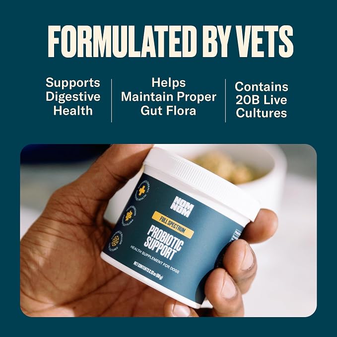 Nom Nom Dog Full Spectrum Probiotic Support Prebiotic Fiber and Inulin Powder Blend - Probiotic for Digestive, Immune, and Dog Allergy Health Preferences