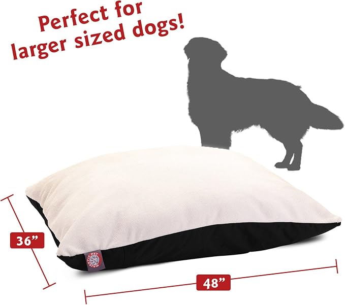 Majestic Pet Rectangle Large Dog Bed Washable – Removable Slipcover Pet Bed – Dog Crate Bed Super Value Pillow Dog Bed – Dog Kennel Bed for Sleeping - Dog Bed Large Breed 36 x 48 Inch – Black