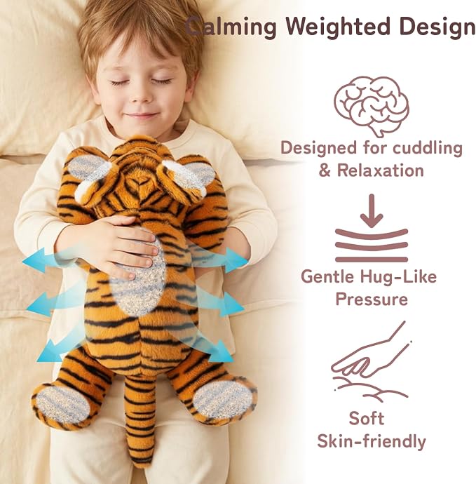 Niuniu Daddy 20" 3.3 lb Weighted Tiger Stuffed Animal for Adults Kids, Giant Large Soft Body Pillow Plush Toy for Sleeping Huggable, Gift for Everyday Comfort