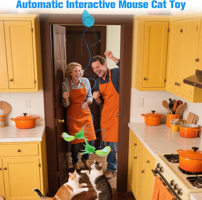 CATPICK Interactive Cat Toys for Indoor Cats Automatic Electric Flying Bird Feather Cat Toy - Best Kitten & Adult Cat Enrichment Toy Stick-on Hanging Electric Kitty Toys for Bored Cats