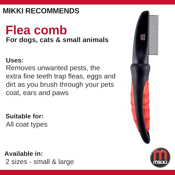 Mikki Dog, Cat Flea Comb - Flea Remover for Small to Medium Sized Pets - Dust, Lice Comb Brush