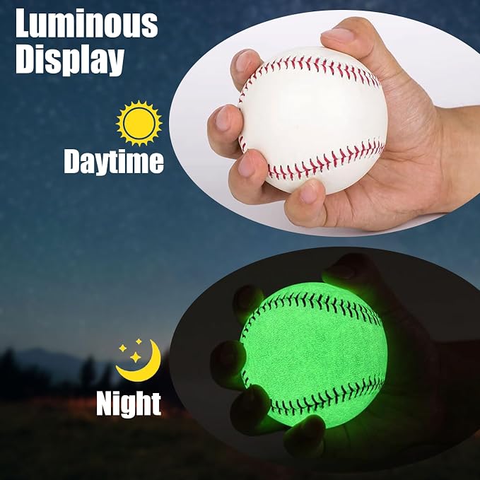 2 Pack Glow in The Dark Baseball Light up Glow Balls for Playing Catch and Hit Games at Night Official Size Gift for Teenagers and Adults, and Baseball Fans Outdoor