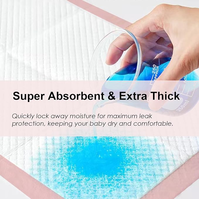 Pink Puppy Pee Pads, 24"x 24" 40 Count Disposable Puppy Pee Pad for Pet Toilet Training, Super Absorbent & Thick, Leak-Proof, Quick-Dry, Pet Potty Pads for Puppies, Dogs, Cats, Rabbits