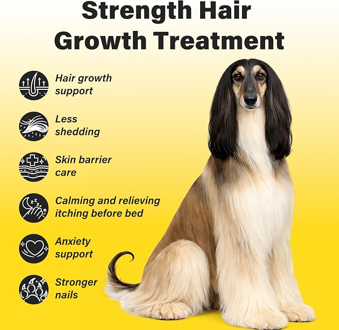 Melatonin for Dogs – Hair Growth & Skin Comfort – Calm Nights, biotin for Dogs Nails, Dog Skin Irritation Support – Biotin & Omega-3 – USA-Made, Vet-Formulated – 6.35 oz Powder