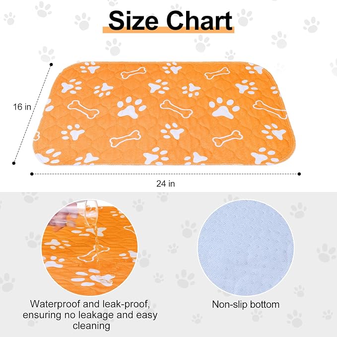 BEAUTYZOO 6 Pack Washable Pee Pads for Dogs, Reusable Puppy Pads for Potty Training, Waterproof Super Absorbent Whelping Pads Mats Non Slip Against Urine for Small Medium Dogs Cats, 16" x 24"