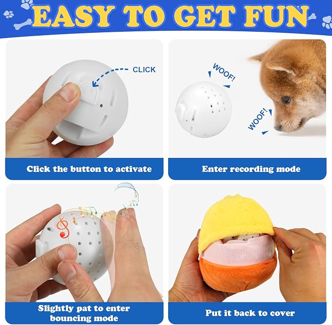 Rechargeable Interactive Moving Duck Dog Toy & Squeaky Parrot Dog Toy