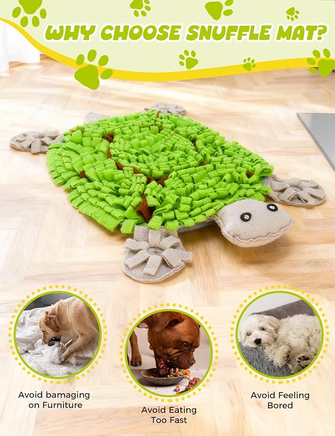 Snuffle Mat for Dogs, 28.8''x22.8'' Large Nose Work Mat, Dog Food Mat for Foraging and Mental Stimulation, Interactive Feeders for Boredom Relief (Green)