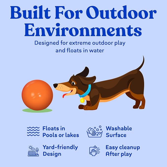 Doggie Dooley Virtually Indestructible Dog Ball - 4.5 Inch Hard Plastic Interactive Dog Toy for Large Breeds Over 1-30 lbs -Built for Herding & Push Play -Floats in Water, Made in USA -Colors May Vary