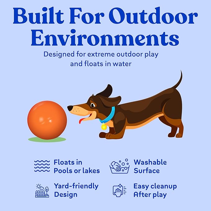 Doggie Dooley Virtually Indestructible Dog Ball - 14 Inch Hard Plastic Interactive Dog Toy for Large Breeds Over 75+ lbs - Built for Herding & Push Play - Floats in Water, Made in USA -Colors May Vary