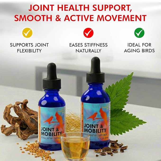Morning Bird Joint & Mobility 1 fl oz – Herbal Liquid Supplement for Birds – Supports Joint Health, Muscle Comfort & Mobility – Ideal for Aging or Recovering Birds