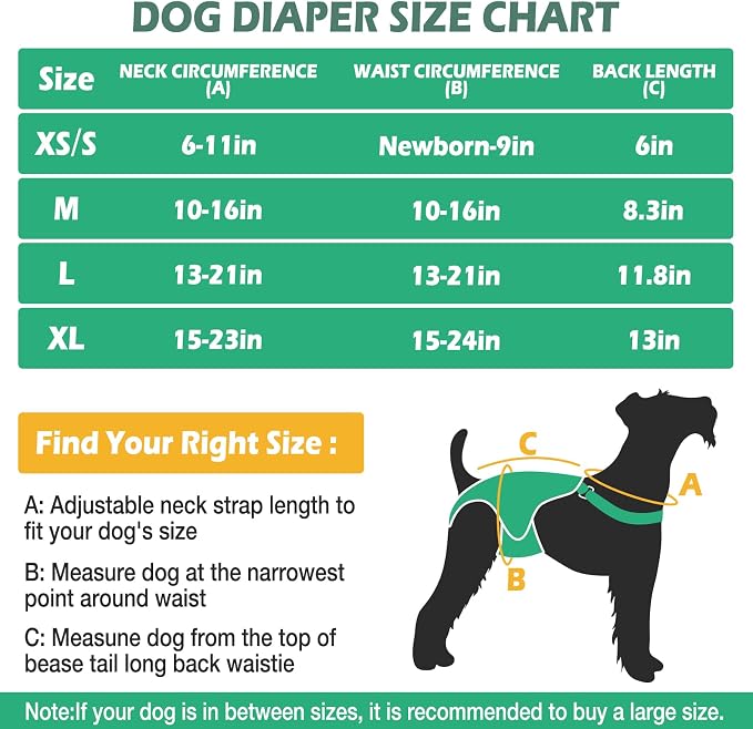Jollywoods 3 Pack Washable Female Dog Diaper Onesie Sanitary Pantie with Adjustable Suspender, Reusable Fixed Doggie Diapers, Super Absorbent Leakproof for Small Toy Dog in Heat Cycle XS/S