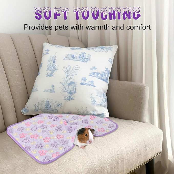 YUEPET Waterproof Guinea Pig Blankets Washable 6 Pack Small Animal Fleece Cage Liners Pet Soft Sleep Mat Pad Cover Warm Flannel Throw for Hamster Guinea Pig Rabbit Chinchilla Hedgehog Ferret 23"×16"