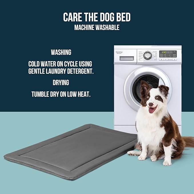 PELZIN Cybarmour 2.0 Chew Proof Dog Crate Pad - Outdoor Chew Resistant Dog Bed with Corner Anchor - Machine Washable - Water & Dirt-Resistant - Large Breeds & Fits 36-Inch Crate - 35"x21", Charcoal