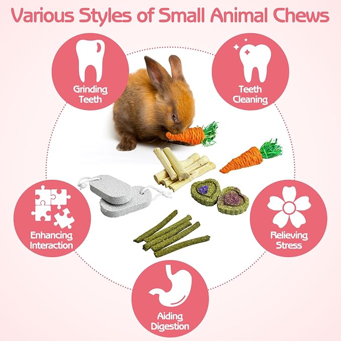 PINVNBY Large Rabbit Tunnel，Collapsible Rabbit Tunnels for Indoor Bunnies Bunny Hideout with 5 Types of Chewing Toys for Ferret Kitten Small Animals (T Shape)