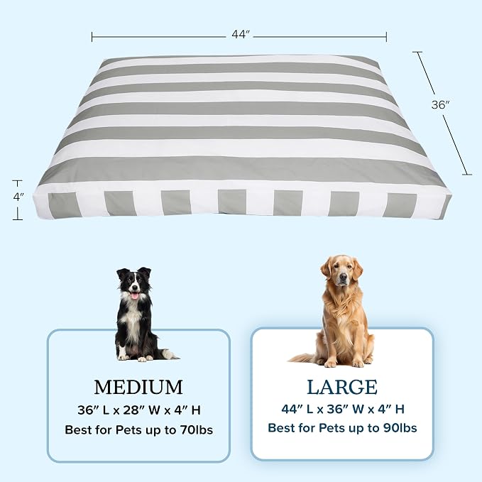 Dog Bed - Indoor/Outdoor Pet Bed with Removable Washable Cover and Non-Slip Bottom - 44in Large Pet Mat for Dogs up to 90lbs - Water-Resistant Dog Mat by PETMAKER (Gray)